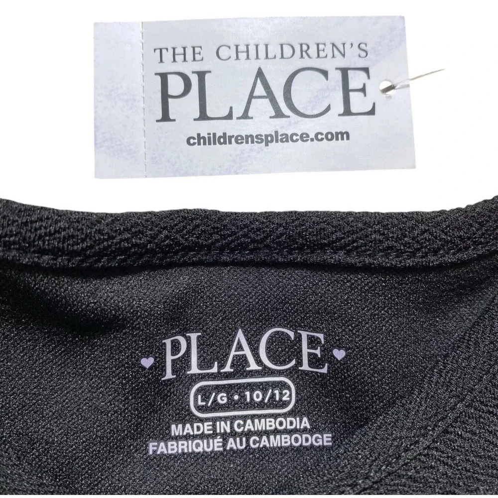 Girls Mesh Dot Stretch Jacquard Dress‎ Black Large 10/12 The Childrens Place $35